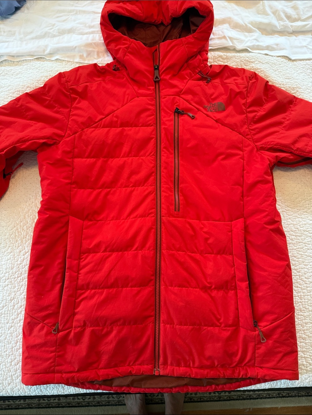 The North Face Men's Bright Red Hooded Down filled Puffer Jacket